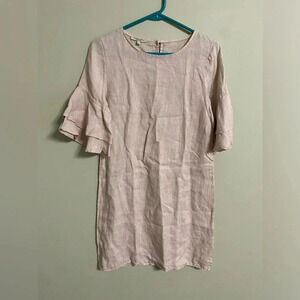 Francesca Bettini Italian Linen Shift Dress Size XS Tiered Bell Sleeves